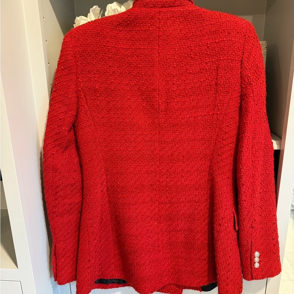 Zara Vibrant Red Textured Blazer - Picture 2 of 3